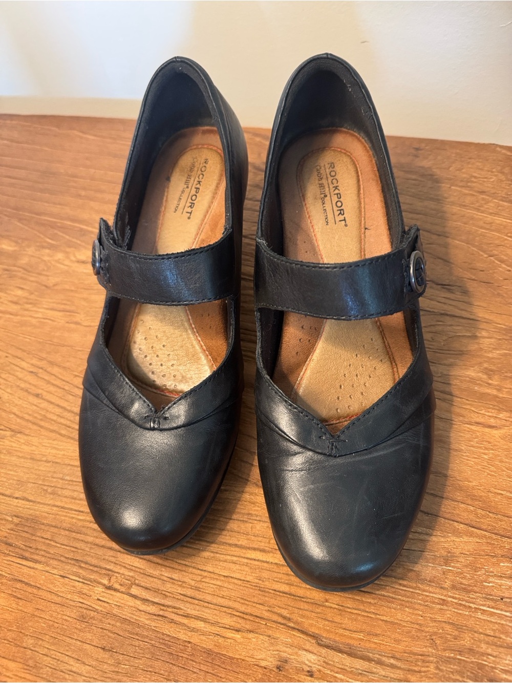 Rockport Black Mary Jane Flats with Buckle Strap